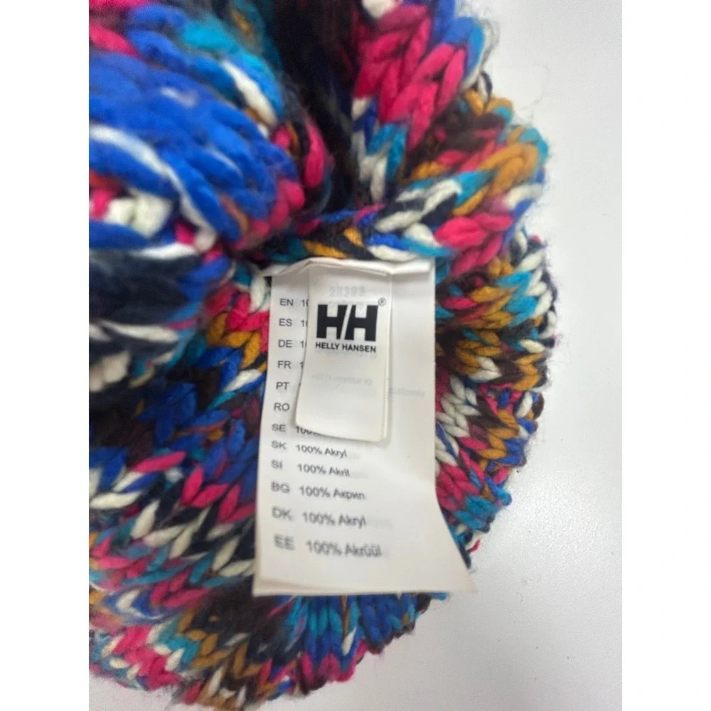 Helly Hansen Multicolor Chunky Knit Pom Pom Beanie Après Ski Scandi Festival Hat